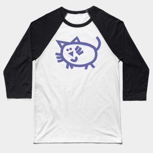 Very Peri Periwinkle Blue Line Kitty Cat Baseball T-Shirt